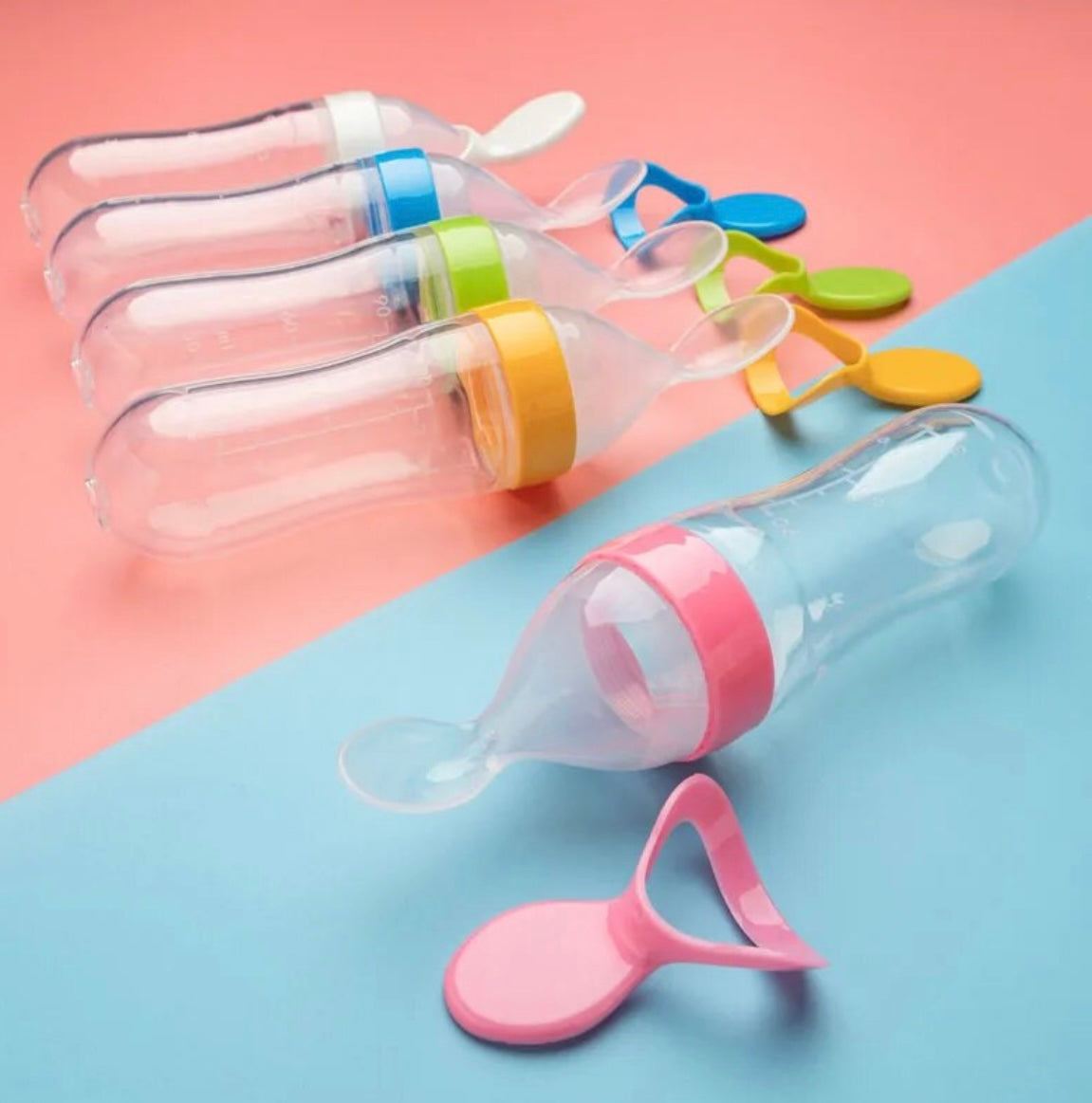 Siliconen Persvoedingsfles met Training Lepel voor Pasgeborenen: Veilig en Nuttig Servies voor Kinderen