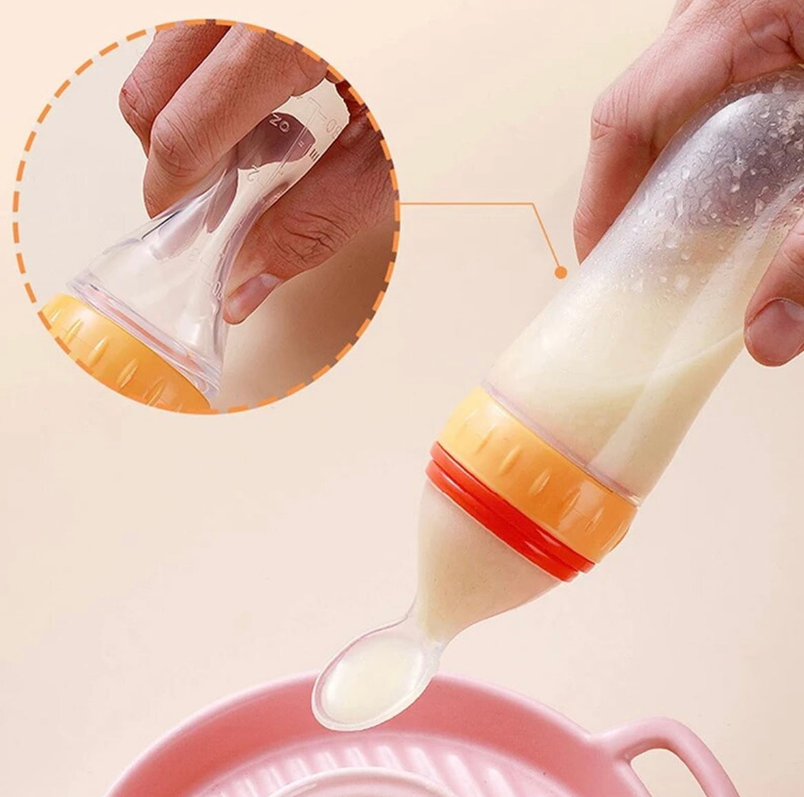 Siliconen Persvoedingsfles met Training Lepel voor Pasgeborenen: Veilig en Nuttig Servies voor Kinderen