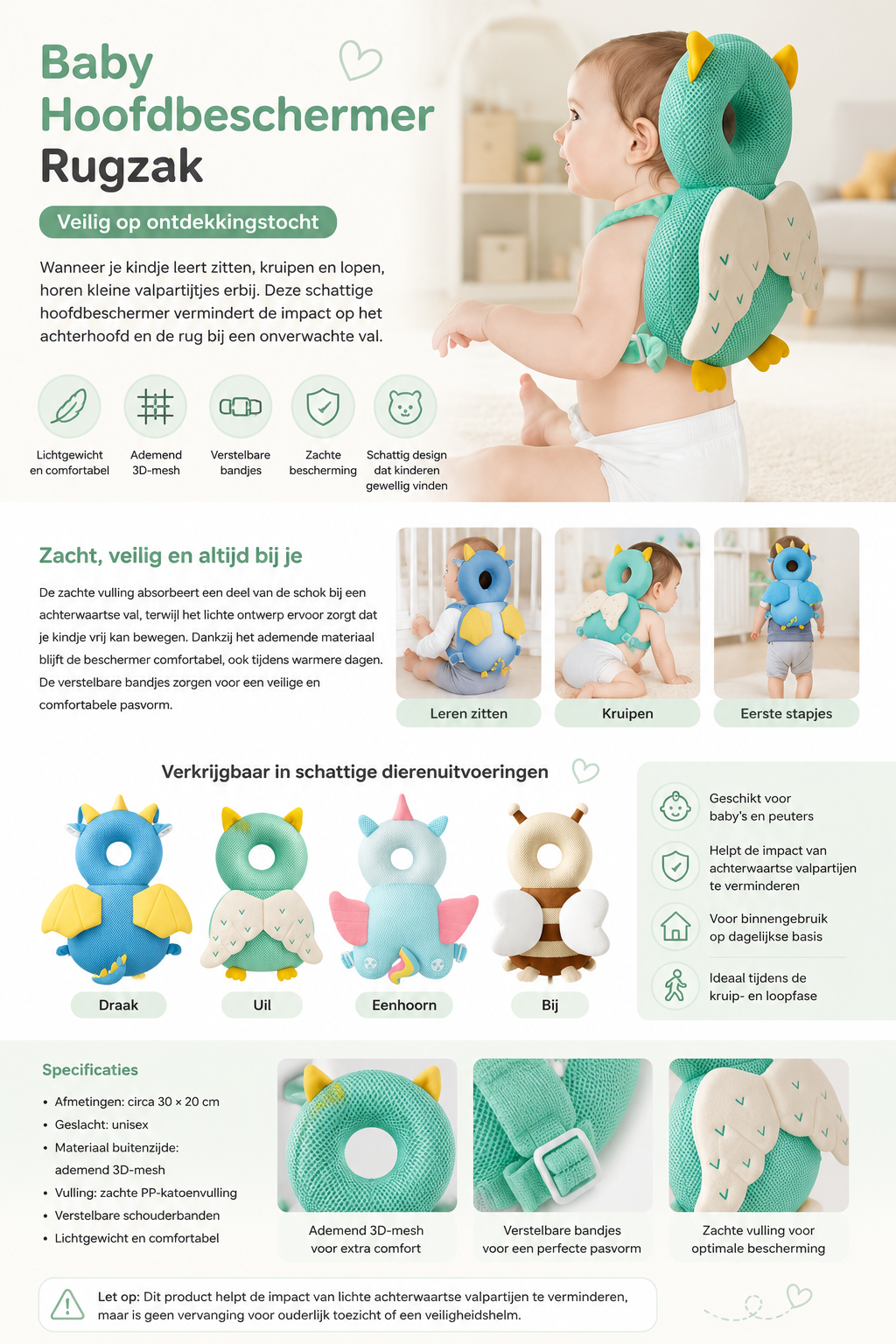 Baby Hoofdbeschermer Rugzak – Veilig op ontdekkingstocht